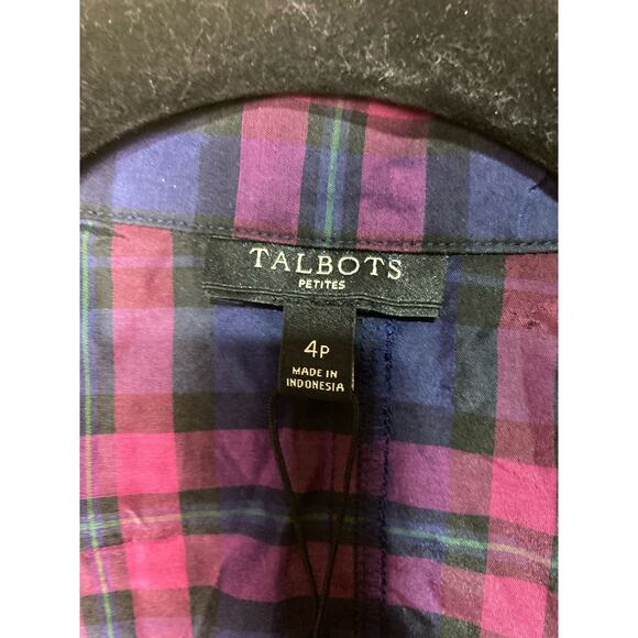 Talbots Plaid Faux Wrap Blouse with Side Zipper Size 4P - Picture 9 of 12